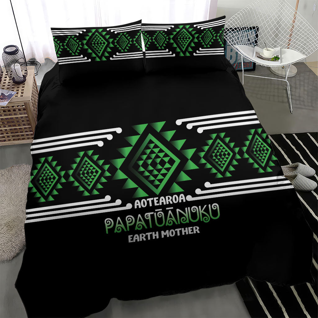 Aotearoa Atua Papatuanuku Bedding Set Maori Earth Mother Taniko Motifs