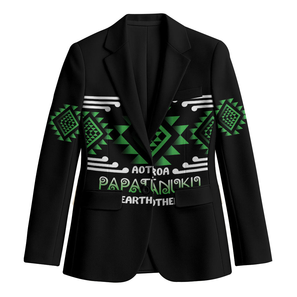 Aotearoa Atua Papatuanuku Personalised Blazer Maori Earth Mother Taniko Motifs LT14 Unisex Green - Polynesian Pride