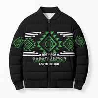 Aotearoa Atua Papatuanuku Personalised Bomber Puffer Jacket Maori Earth Mother Taniko Motifs