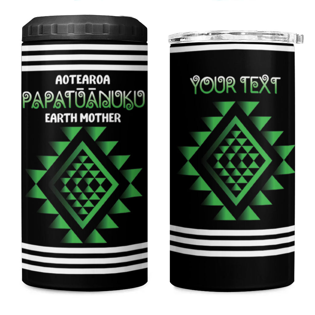 Aotearoa Atua Papatuanuku Personalised 4 in 1 Can Cooler Tumbler Maori Earth Mother Taniko Motifs