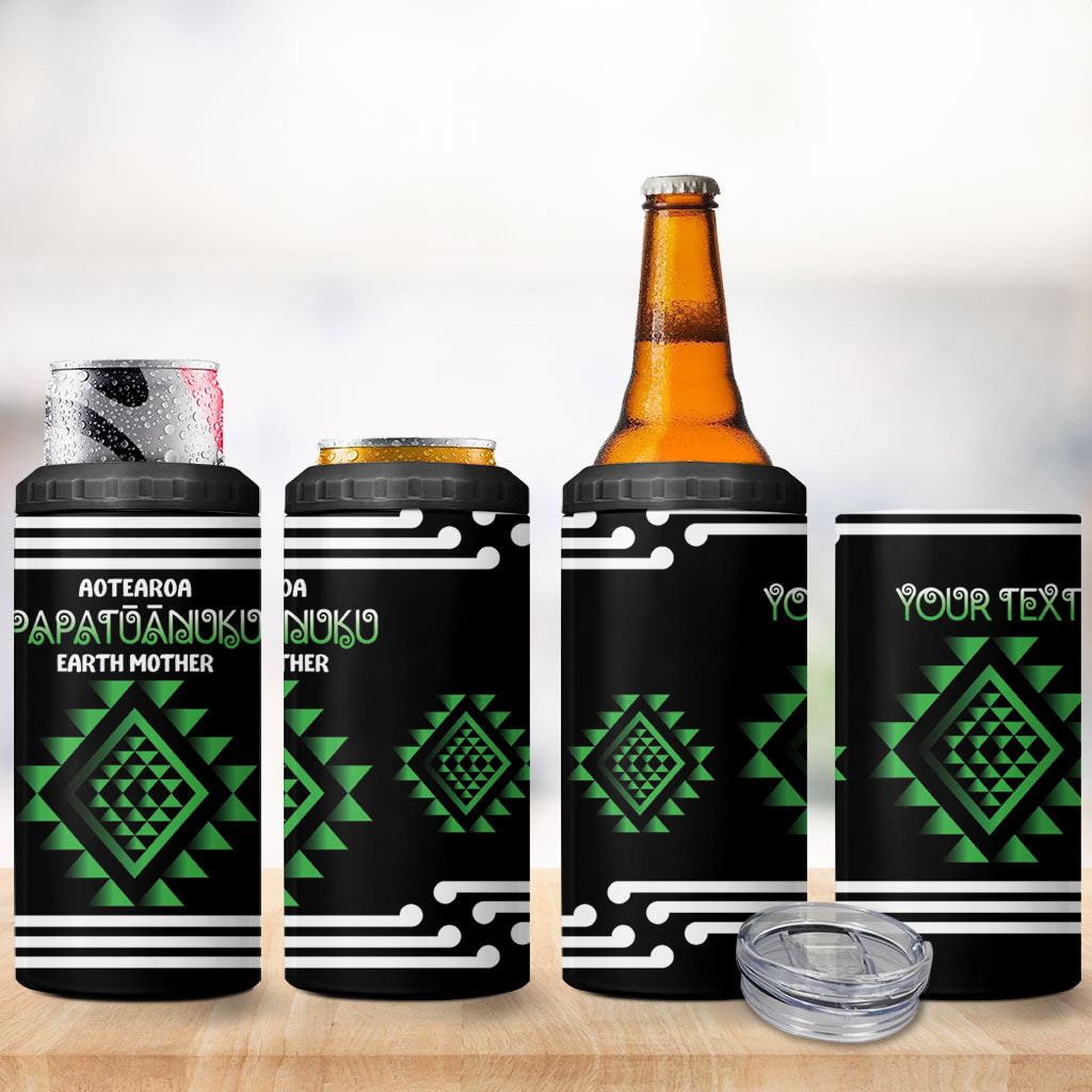 Aotearoa Atua Papatuanuku Personalised 4 in 1 Can Cooler Tumbler Maori Earth Mother Taniko Motifs