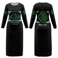 Aotearoa Atua Papatuanuku Personalised Couples Matching Long Sleeve Bodycon Dress and Hawaiian Shirt Maori Earth Mother Taniko Motifs
