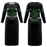 Aotearoa Atua Papatuanuku Personalised Couples Matching Long Sleeve Bodycon Dress and Long Sleeve Button Shirt Maori Earth Mother Taniko Motifs
