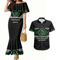 Aotearoa Atua Papatuanuku Personalised Couples Matching Mermaid Dress and Hawaiian Shirt Maori Earth Mother Taniko Motifs