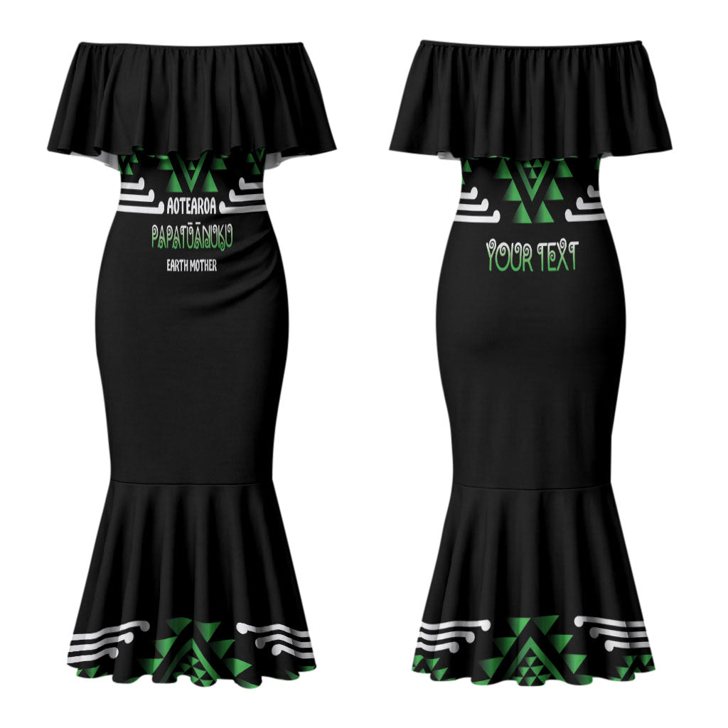 Aotearoa Atua Papatuanuku Personalised Couples Matching Mermaid Dress and Hawaiian Shirt Maori Earth Mother Taniko Motifs