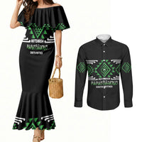 Aotearoa Atua Papatuanuku Personalised Couples Matching Mermaid Dress and Long Sleeve Button Shirt Maori Earth Mother Taniko Motifs