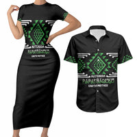 Aotearoa Atua Papatuanuku Personalised Couples Matching Short Sleeve Bodycon Dress and Hawaiian Shirt Maori Earth Mother Taniko Motifs