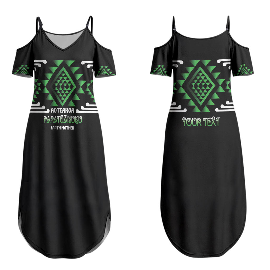 Aotearoa Atua Papatuanuku Personalised Couples Matching Summer Maxi Dress and Hawaiian Shirt Maori Earth Mother Taniko Motifs