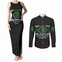 Aotearoa Atua Papatuanuku Personalised Couples Matching Tank Maxi Dress and Long Sleeve Button Shirt Maori Earth Mother Taniko Motifs