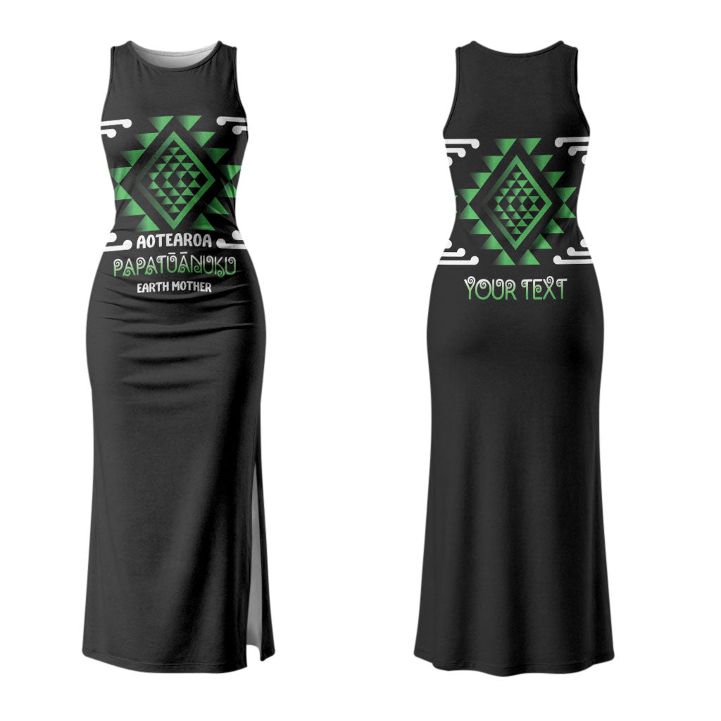Aotearoa Atua Papatuanuku Personalised Couples Matching Tank Maxi Dress and Long Sleeve Button Shirt Maori Earth Mother Taniko Motifs