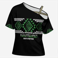 Aotearoa Atua Papatuanuku Personalised Cross Shoulder Shirt Maori Earth Mother Taniko Motifs