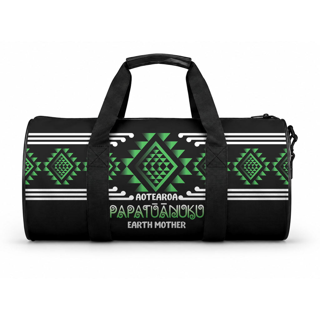 Aotearoa Atua Papatuanuku Duffle Bag Maori Earth Mother Taniko Motifs