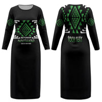 Aotearoa Atua Papatuanuku Personalised Family Matching Long Sleeve Bodycon Dress and Hawaiian Shirt Maori Earth Mother Taniko Motifs