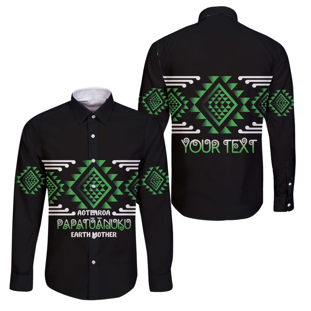 Aotearoa Atua Papatuanuku Personalised Family Matching Long Sleeve Bodycon Dress and Hawaiian Shirt Maori Earth Mother Taniko Motifs
