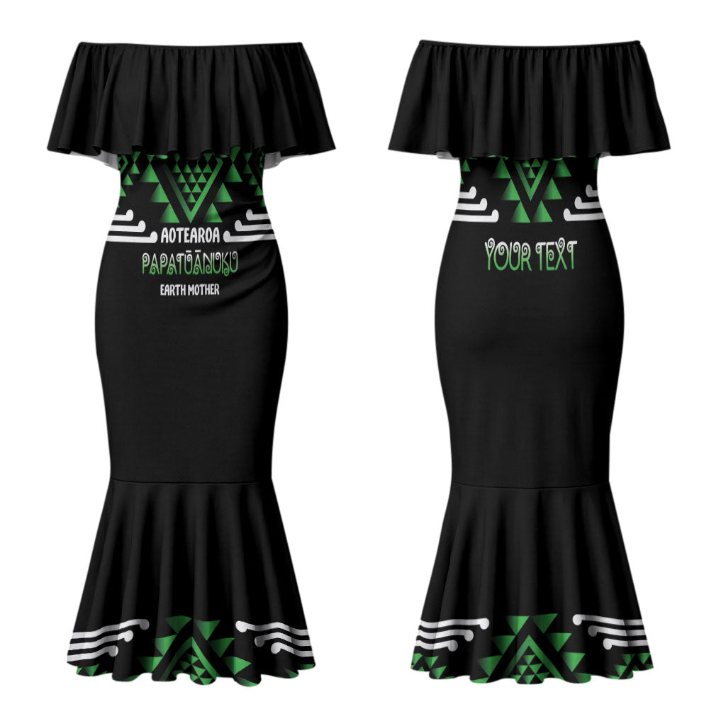 Aotearoa Atua Papatuanuku Personalised Family Matching Mermaid Dress and Hawaiian Shirt Maori Earth Mother Taniko Motifs
