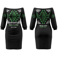 Aotearoa Atua Papatuanuku Personalised Family Matching Off The Shoulder Long Sleeve Dress and Hawaiian Shirt Maori Earth Mother Taniko Motifs