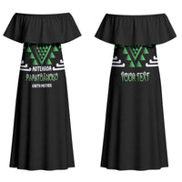Aotearoa Atua Papatuanuku Personalised Family Matching Off Shoulder Maxi Dress and Hawaiian Shirt Maori Earth Mother Taniko Motifs