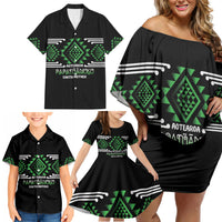 Aotearoa Atua Papatuanuku Personalised Family Matching Off Shoulder Short Dress and Hawaiian Shirt Maori Earth Mother Taniko Motifs