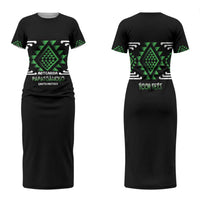 Aotearoa Atua Papatuanuku Personalised Family Matching Short Sleeve Bodycon Dress and Hawaiian Shirt Maori Earth Mother Taniko Motifs