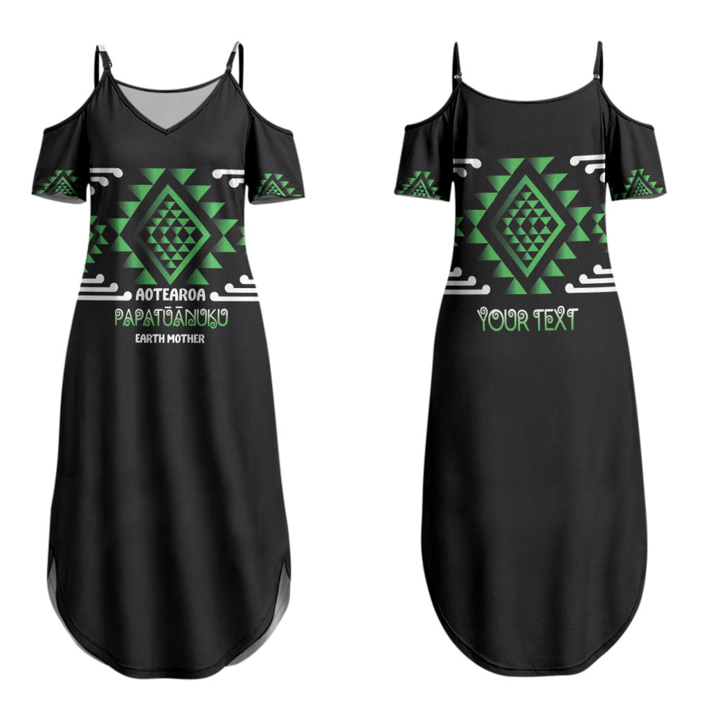 Aotearoa Atua Papatuanuku Personalised Family Matching Summer Maxi Dress and Hawaiian Shirt Maori Earth Mother Taniko Motifs