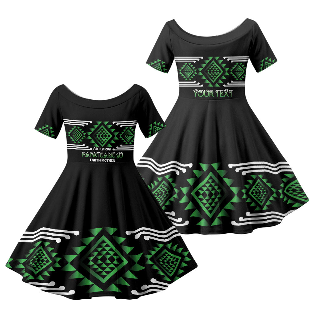 Aotearoa Atua Papatuanuku Personalised Family Matching Summer Maxi Dress and Hawaiian Shirt Maori Earth Mother Taniko Motifs