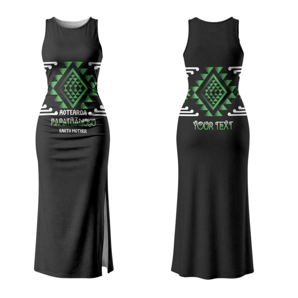 Aotearoa Atua Papatuanuku Personalised Family Matching Tank Maxi Dress and Hawaiian Shirt Maori Earth Mother Taniko Motifs