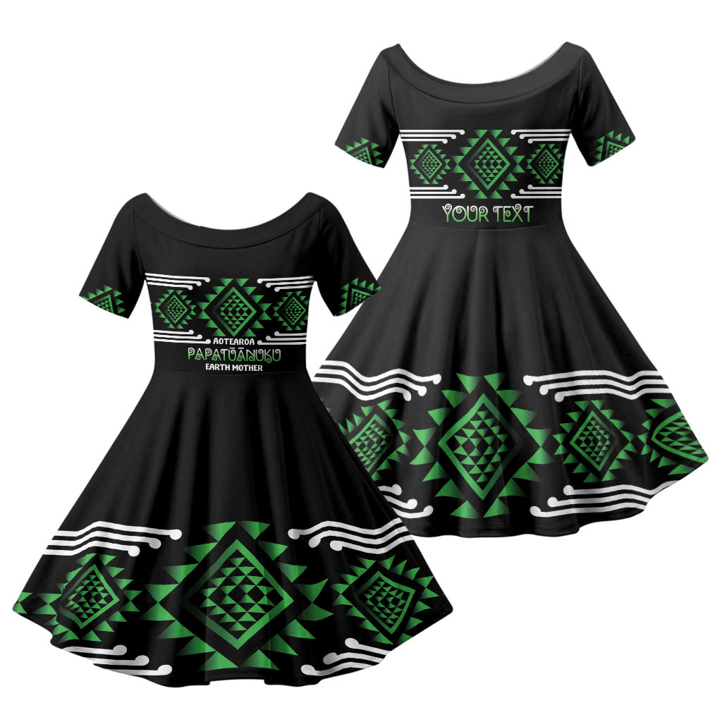 Aotearoa Atua Papatuanuku Personalised Family Matching Tank Maxi Dress and Hawaiian Shirt Maori Earth Mother Taniko Motifs