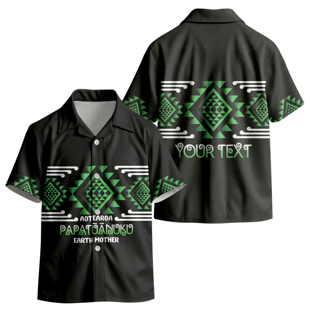 Aotearoa Atua Papatuanuku Personalised Kid Hawaiian Shirt Maori Earth Mother Taniko Motifs