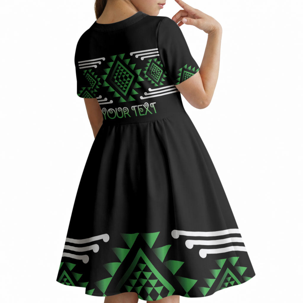 Aotearoa Atua Papatuanuku Personalised Kid Short Sleeve Dress Maori Earth Mother Taniko Motifs