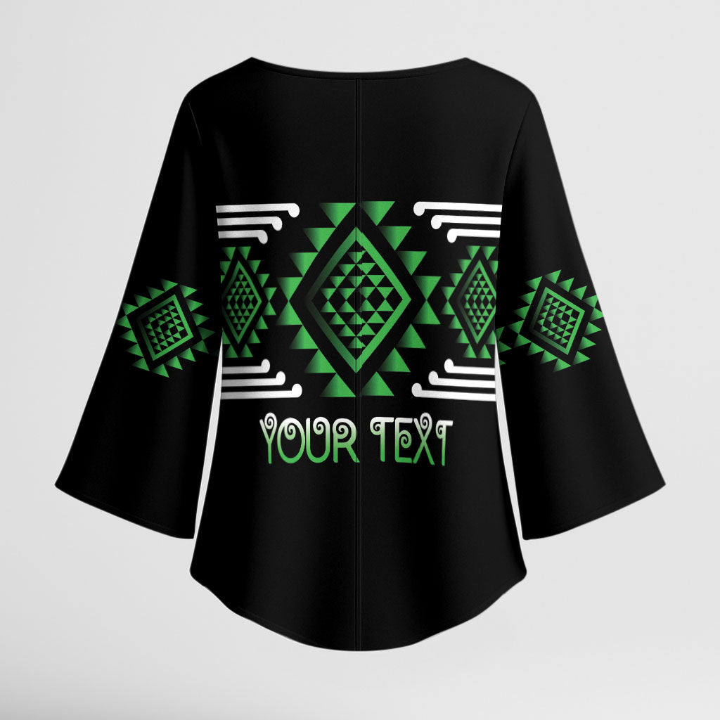 Aotearoa Atua Papatuanuku Personalised Kimono Sleeve Blouse Maori Earth Mother Taniko Motifs
