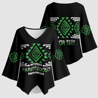 Aotearoa Atua Papatuanuku Personalised Kimono Sleeve Blouse Maori Earth Mother Taniko Motifs