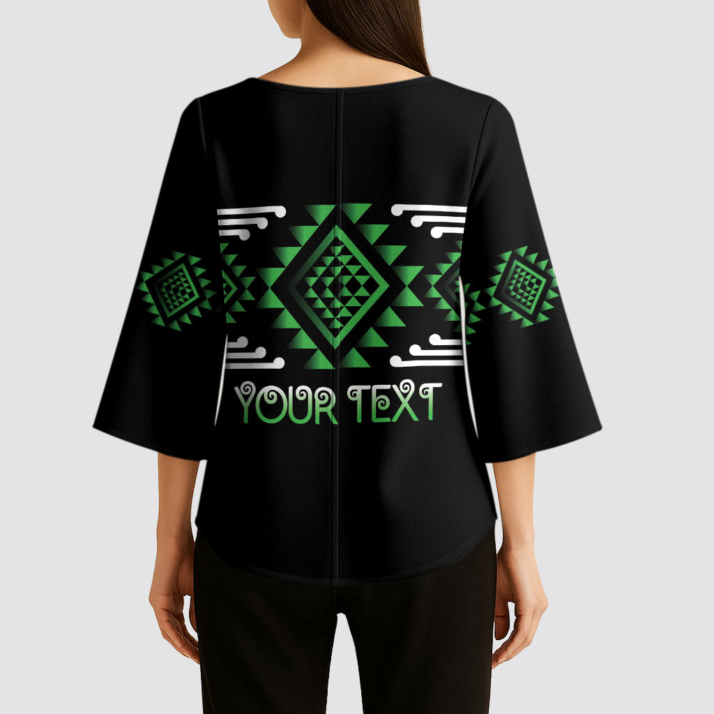 Aotearoa Atua Papatuanuku Personalised Kimono Sleeve Blouse Maori Earth Mother Taniko Motifs