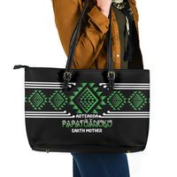 Aotearoa Atua Papatuanuku Leather Tote Bag Maori Earth Mother Taniko Motifs