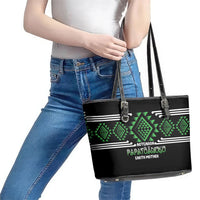 Aotearoa Atua Papatuanuku Leather Tote Bag Maori Earth Mother Taniko Motifs
