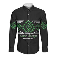 Aotearoa Atua Papatuanuku Personalised Long Sleeve Button Shirt Maori Earth Mother Taniko Motifs