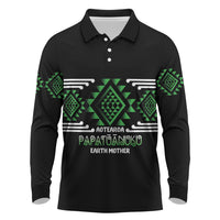 Aotearoa Atua Papatuanuku Personalised Long Sleeve Polo Shirt Maori Earth Mother Taniko Motifs
