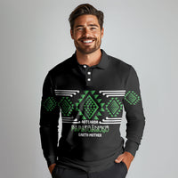 Aotearoa Atua Papatuanuku Personalised Long Sleeve Polo Shirt Maori Earth Mother Taniko Motifs