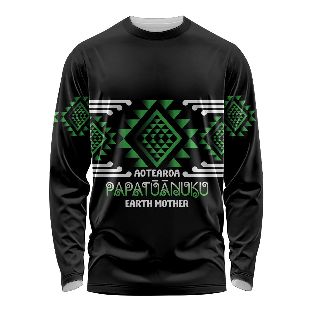 Aotearoa Atua Papatuanuku Personalised Long Sleeve Shirt Maori Earth Mother Taniko Motifs