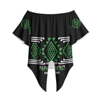Aotearoa Atua Papatuanuku Personalised Off Shoulder Wrap Waist Top Maori Earth Mother Taniko Motifs