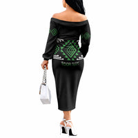 Aotearoa Atua Papatuanuku Personalised Off The Shoulder Long Sleeve Dress Maori Earth Mother Taniko Motifs
