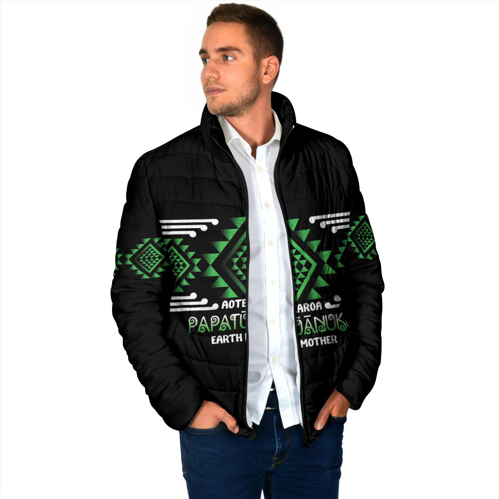 Aotearoa Atua Papatuanuku Personalised Padded Jacket Maori Earth Mother Taniko Motifs