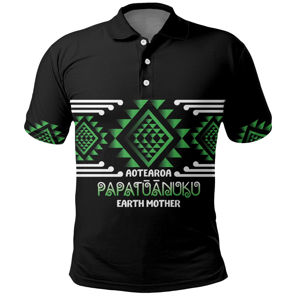Aotearoa Atua Papatuanuku Personalised Polo Shirt Maori Earth Mother Taniko Motifs