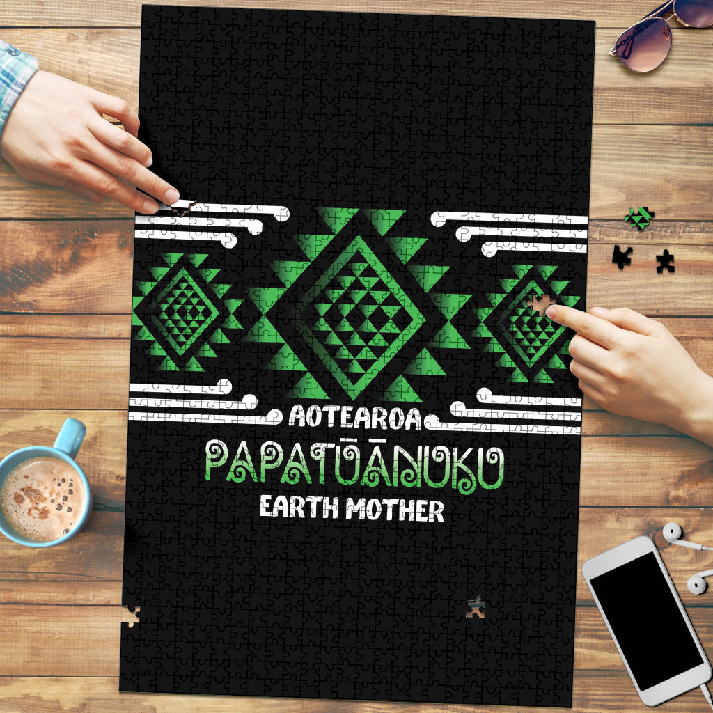 Aotearoa Atua Papatuanuku Puzzle Maori Earth Mother Taniko Motifs LT14 Green - Polynesian Pride
