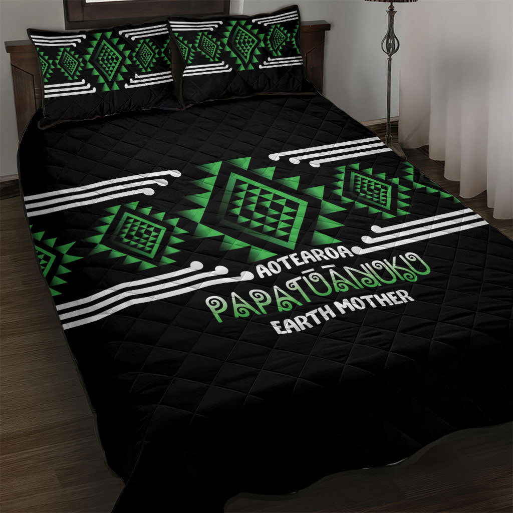 Aotearoa Atua Papatuanuku Quilt Bed Set Maori Earth Mother Taniko Motifs