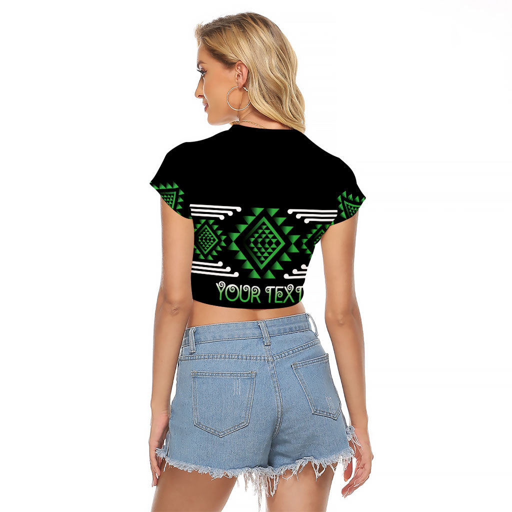 Aotearoa Atua Papatuanuku Personalised Raglan Cropped T Shirt Maori Earth Mother Taniko Motifs