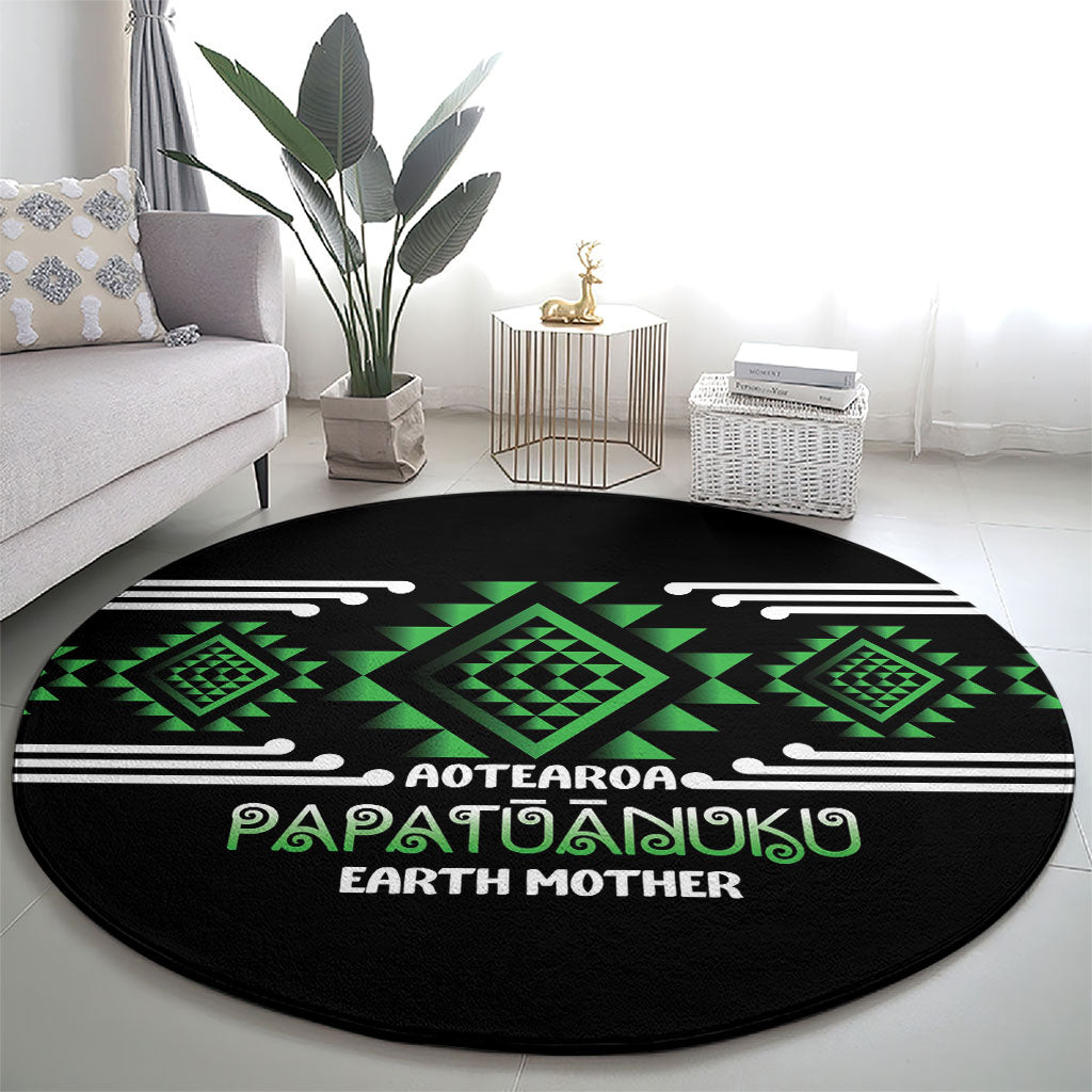 Aotearoa Atua Papatuanuku Round Carpet Maori Earth Mother Taniko Motifs