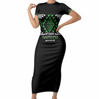 Aotearoa Atua Papatuanuku Personalised Short Sleeve Bodycon Dress Maori Earth Mother Taniko Motifs