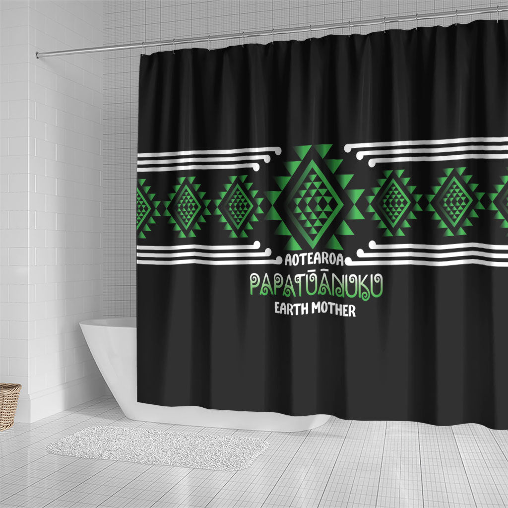 Aotearoa Atua Papatuanuku Shower Curtain Maori Earth Mother Taniko Motifs