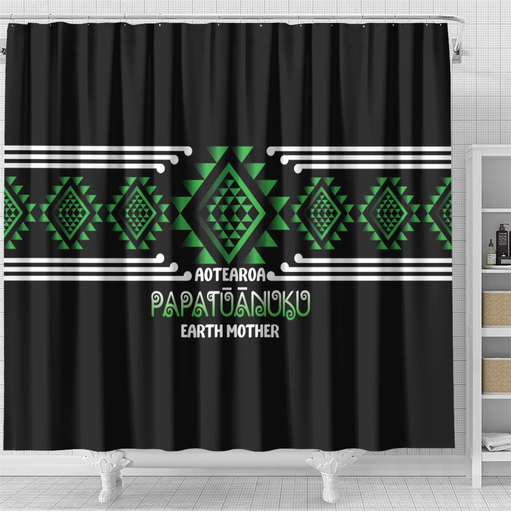 Aotearoa Atua Papatuanuku Shower Curtain Maori Earth Mother Taniko Motifs
