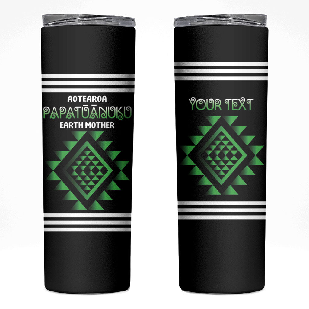 Aotearoa Atua Papatuanuku Personalised Skinny Tumbler Maori Earth Mother Taniko Motifs
